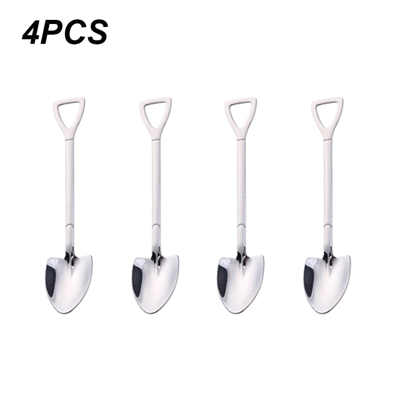 1 Set Of 2pcs/4pcs Stainless Steel Shovel, Spatula, Spoon, Ice-cream Scoop,  And Creative Flat & Pointed Scoop For Sweet And Savory Food, Suitable For  Lovers