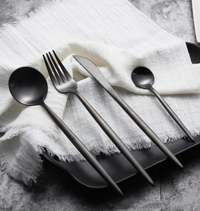 Flatware Set - Cutlery White Napkin Set